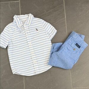 Janie and Jack White and Blue Striped Button Down Shirt